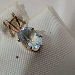 Brand New 14K Yellow Gold Filled Blue Topaz Pendant For Sale
